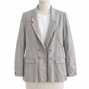 Abercrombie & Fitch Gray Blazer with Blue Pinstripes – Double-Breasted